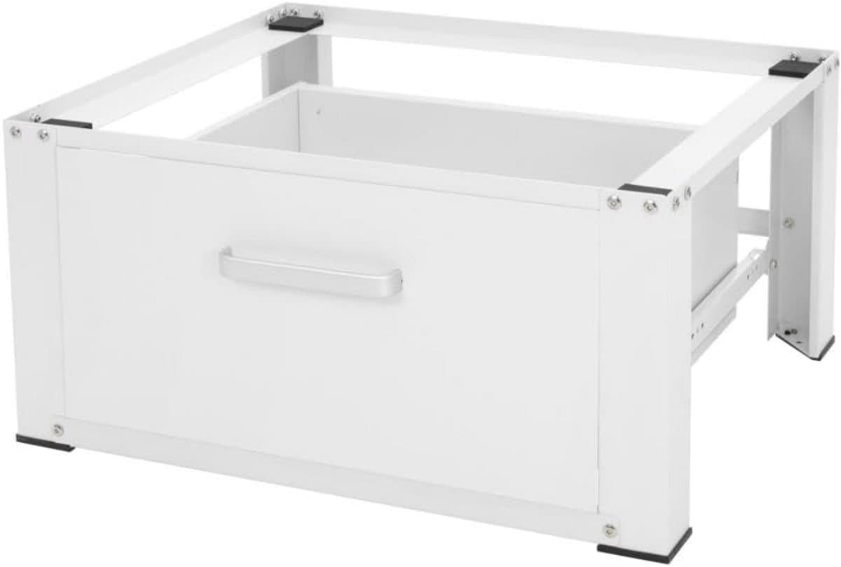 Wasmachine Verhoger - Wasmachine Verhoger met Lade - Wasmachine Sokkel Met Laadcapaciteit tot 150 KG - Wasmachine Kast - Wasmachine Ombouw – Wasmachineverhoger - 63 x 54 cm - Wit — afbeelding 1