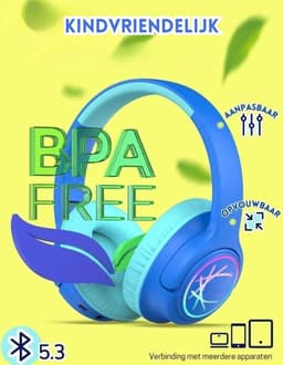 StayPowered Koptelefoon voor Kinderen - de Ultieme Kinderhoofdtelefoon met 43 Uur Speeltijd en Veilige Volumebegrenzing - Ingebouwde Verlichting - Opvouwbaar Ontwerp - USB C - Bedraad/Bluetooth - 2 Stuks - Levering Sneller dan Aangegeven! — thumbnail 5