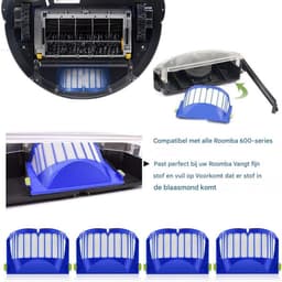 Accessoires voor veegmachines - Filter en borstel set - geschikt voor iRobot Roomba 600 series 605 615 616 620 621 630 635 650 652 660 665 671 680 690 691 695 — thumbnail 5