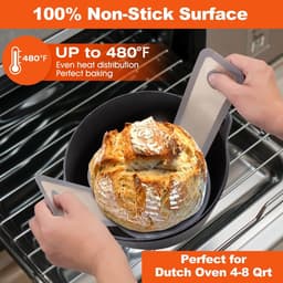 2 stuks Bakmat voor Nederlandse Oven - Broodslinger - Multifunctionele - Siliconen- Sling-bakmat met lange handgreep - Broodbakmat - Herbruikbare -Geschikt voor airfryer, oven en magnetron - 54,5×21 cm - Zwart — thumbnail 4