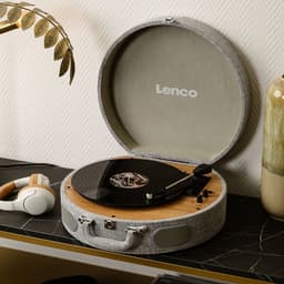 Lenco Retro Platenspeler - Koffer Platenspeler met ingebouwde Speakers - Bluetooth en AT3600L cartridge - LS-66GY - Grijs — thumbnail 4