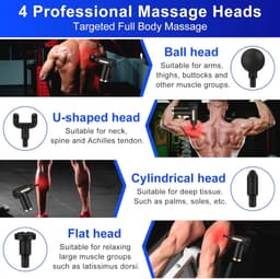 Mini Massagepistool - Ultra Stil - 6 Snelheden en 4 Massagekoppen - Draagbare Spierverlichter met LCD Scherm — thumbnail 4