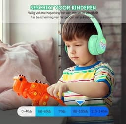 StayPowered Kinder Bluetooth Hoofdtelefoon - Perfect voor School & Reis - Veilig Volumeniveau - Heldere Geluidskwaliteit - met LED - Draadloos & Bekabeld - Versterkt Materiaal - Lange Batterijduur - Groen - Levering Sneller dan Aangegeven! — thumbnail 3