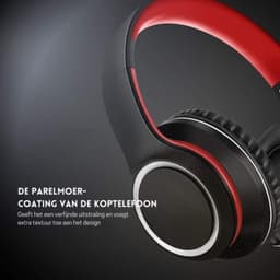 StayPowered Hoofdtelefoon - Kraakhelder Geluid - Maximaal Comfort - Ultrabrede Compatibiliteit - Knoopvrij Nylon Koord - Lichtgewicht & Opvouwbaar - Ingebouwde Microfoon - Verstelbaar Design - Zwart/Rood - Levering Sneller Dan Aangegeven! — thumbnail 2