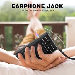 AM/FM-radio draagbaar voor thuis en buiten, transistorradio werkt op 2AA-batterijen met langeafstandsontvangst, luidspreker, transistorantenne, oortelefoonaansluiting, kleine geschenken voor senioren, ouderen - zwart — thumbnail 5