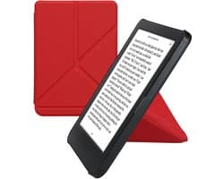 kwmobile e-reader hoesje geschikt voor Kobo Clara BW / Colour hoes - Ereader flip case met standaard - E reader cover van kunstleer - In donkerrood
