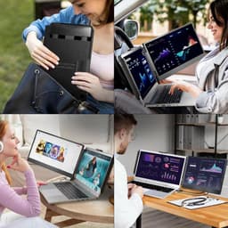 CRLYN® Portable Monitor - Tri Screen - Laptop Uitbreider - Full HD - Zwart — thumbnail 4