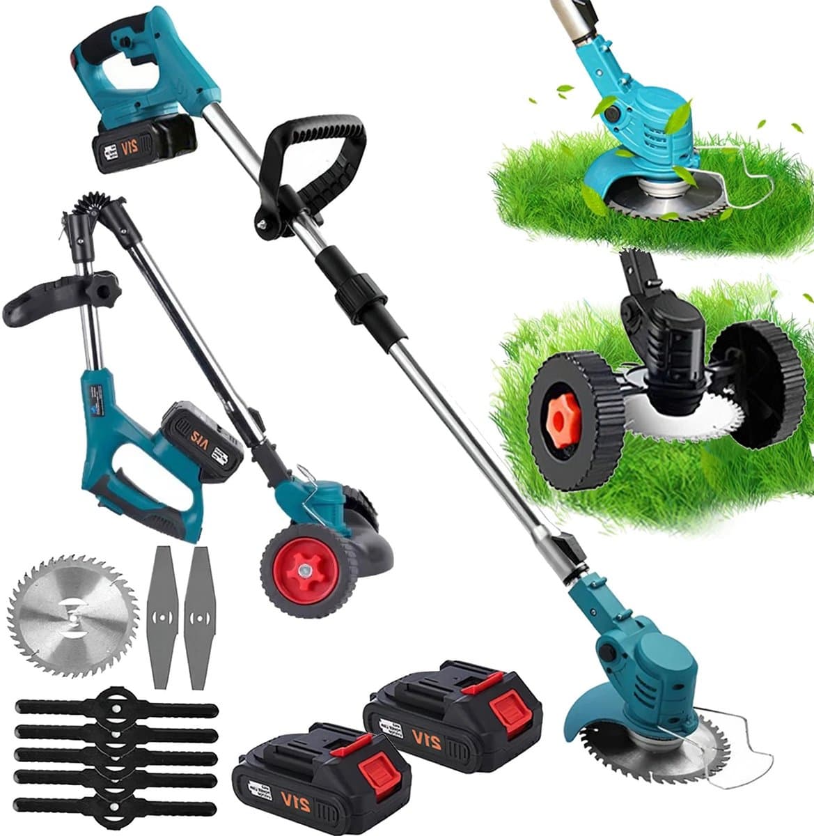 Mila Shop Accu grasmaaier - Grastrimmer - Elektrische grasmaaier - Handgrasmaaier - Inclusief 2 accu's - 18V — afbeelding 1