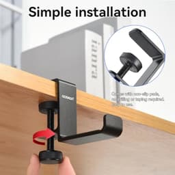 Hoofdtelefoonhouder Onder Bureau met Siliconen Pad en Haak - Ideaal voor Gaming Headsets en Accessoires — thumbnail 5
