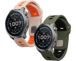 kwmobile horlogebandje geschikt voor 22mm Amazfit Bip 6 / Bip 5 Unity / Bip 5 / GTS 3 / Balance 2 / Helio Strap polsband - Smartwatch bandje van TPU - Activity tracker horloge band in donkergroen / zwart / wit / oranje