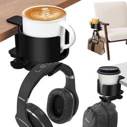 2-in-1 Bekerhouder met Koptelefoon Hanger - Ruimtebesparende Kantoorspullen - Zware Kwaliteit Aluminium - Anti-knoei Desk Cup Holder — thumbnail 1