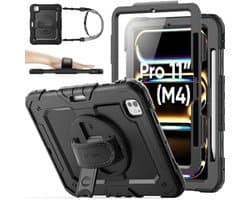 Schokbestendige Hoes voor iPad Pro 11 Inch 2024 met Draaibare Standaard en Schouderriem