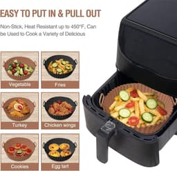 Daity 2 stuks Airfryer siliconen bakvorm, 8 inch Airfryer mandje, siliconen bakvorm, geschikt voor Airfryer oven, herbruikbare bakvorm ovenaccessoires (bruin, zwart) — thumbnail 7