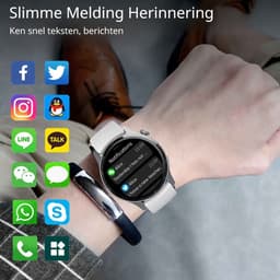 DrPhone ChronaX Smartwatch – 1.35” HD Retina Display – Bluetooth Bellen – SpO₂ Saturatie – Hartslag – Bloeddruk – Lichaamstemperatuur – HRV – Ademhalingsoefeningen – Rekenmachine – Voice Assistant – Telefoonzoeker – 200+ Sportmodi — thumbnail 4