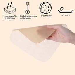 Allecto plus - 100 Stuks Air Fryer Papieren Liners 15cm Niet-klevend Waterdicht Oliebestendig Vierkant Voor Steamer Air Fryer Magnetron Oven (Bruin Geperforeerd) — thumbnail 3