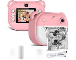 JOLLY TRINKLE®Instantcamera met Printer papier-Inktloze Fotoprinter Compact - Kinder Camera - Fototoestel voor Kinderen Jongens & Meisjes - Digitaal Kindercamera's Speelgoed - Fotoprinter Speelgoedcamera Pocket Printer Roze