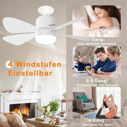 Dimbare Plafondventilator met LED Verlichting en Afstandsbediening - Stil en Efficiënt voor Slaapkamer en Woonkamer — thumbnail 1