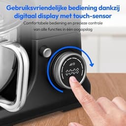 3-in-1 Universele Keukenmachine - Digitaal Touchscreen - 1200 Watt - 8 Snelheden - Mengen, Kneden, Roeren, Hakken - Inclusief IJskom, Hakmolen en Staafmixer - Zwart — thumbnail 5
