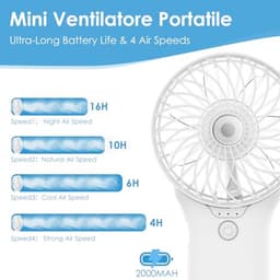 Oplaadbare Mini USB Ventilator - Stil, Draagbaar en Instelbaar in 4 Snelheden met Spiegel - Krachtige Mini Ventilator voor Thuis, Kantoor, Reizen en Buiten — thumbnail 4