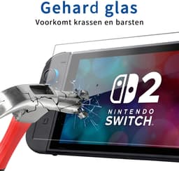 Podec - 3x Screenprotector geschikt voor Nintendo Switch 2 - Tempered Glass Screen Cover — thumbnail 3
