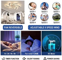 Moderne 50W Dimbare Plafondventilator met Verlichting voor Woonkamer en Slaapkamer — thumbnail 5