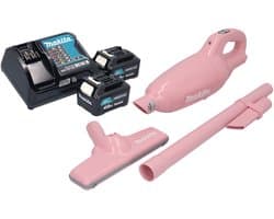 Makita CL 108 FDSMP snoerloze stofzuiger 12 V max. 0,6 L roze + 2x accu 4.0 Ah + lader