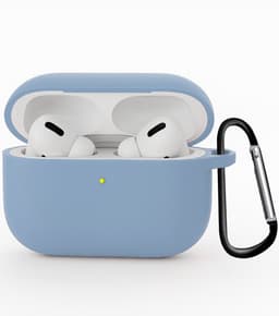 Hoesje - Geschikt voor Apple Airpods Pro 3 - Siliconen Hoes met Clip - Silicone Case Cover - Lichtblauw — thumbnail 1