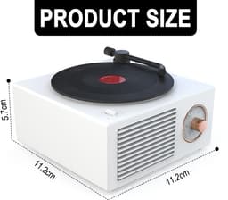 JeiibrZui Vintage Bluetooth-Luidspreker - Mini-Platenspeler - Compact Formaat Krachtig Geluid 5 Watt - 1 Stuk - Retro Cadeau Voor Meisjes Wit — thumbnail 3