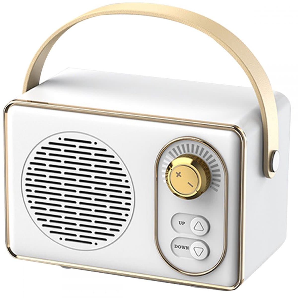 JeiibrZui Retro Bluetooth-Luidspreker - Draagbare Draadloze Stereoluidspreker - Heldere Geluidskwaliteit 10m Bereik - 1 stuks - Voor Buiten Wit — afbeelding 1
