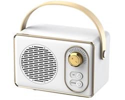 JeiibrZui Retro Bluetooth-Luidspreker - Draagbare Draadloze Stereoluidspreker - Heldere Geluidskwaliteit 10m Bereik - 1 stuks - Voor Buiten Wit