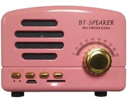JeiibrZui Retro Bluetooth Speaker - Vintage Bluetooth Speaker - 3W Vermogen 1200 mAh Batterij 5-8 Uur Speelduur - 1 Stuk - Roze