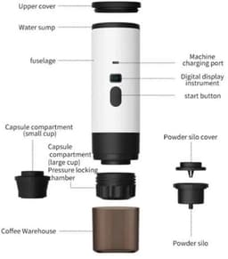 Draagbaar Koffiezetapparaat - Geschikt Voor Poeder, Capsules en Dolce Gusto - Koffie - Draadloos - Onderweg- Wit — thumbnail 2