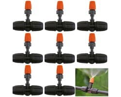 Nozzles, Adjustable Brass Nozzles, Drip Irrigation Nozzle, Pack of 8, T-Mist Nozzles with 11/12 mm Hose Connection for Grass Irrigation