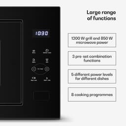 Klarstein Magnetron Velaire inbouwmagnetron met grill – 25 l, 850 W & 1200 W grill, 8 programma's, touchbediening, roestvrij staal, inbouwmagnetron, zwart - 25L - voor Keuken - Timer - RVS - Aluminium glas Display - Microwave — thumbnail 2