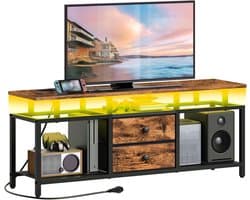 TV-meubel voor televisies tot 45" – media console met oplaadstation en LED-verlichting, zwevend tafelblad, ideaal voor woonkamer