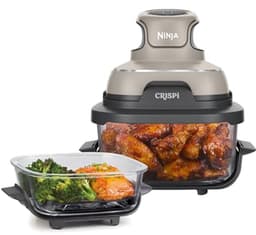 Draagbare Airfryer 3.8 L, 4-in-1 Functies: Airfry, Roosteren, Warmhouden, Compact Ontwerp met 2 Afneembare Glazen Schalen & Deksels — thumbnail 1