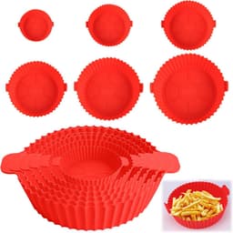 Sander Shop Set van 6 siliconen vormen voor Air Fryer, accessoires voor airfryer met 6 verschillende maten, siliconen bakvorm, opvouwbaar, herbruikbaar, voor gezond koken — thumbnail 1