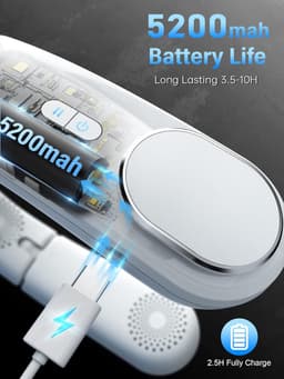 Opvouwbare Draagbare Halsventilator met 4 Turbo-instellingen en 5200 mAh Batterij voor Persoonlijke Koeling — thumbnail 3