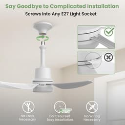 Plafondventilator met verlichting en afstandsbediening - Stille 71 cm ventilator voor kleine ruimtes — thumbnail 4