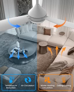 Plafondventilator met verlichting en afstandsbediening, stille 106 cm ventilator met 6 snelheden voor slaapkamer — thumbnail 5