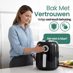Emerio Airfryer - Heteluchtfriteuse - 3.2L - 1450W - Regelbare Thermostaat 80-200ºC - Timer functie 30 min - Cool Touch - Snelle Opwarmfunctie - AF-125770 Zwart — thumbnail 7