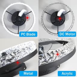 Moderne plafondventilator met verlichting en afstandsbediening - Dimbaar, 6 snelheden, 50CM (Zwart) — thumbnail 3
