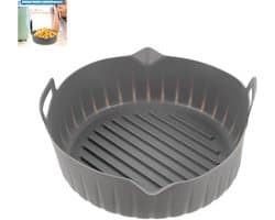 1 stuk - Ronde Airfryer - Siliconen pan - Antiaanbaklaag - Wasbare binnenvoering - Geschikt voor Airfryers - Bakken en frituren - Gemakkelijk schoon te maken - Grijs
