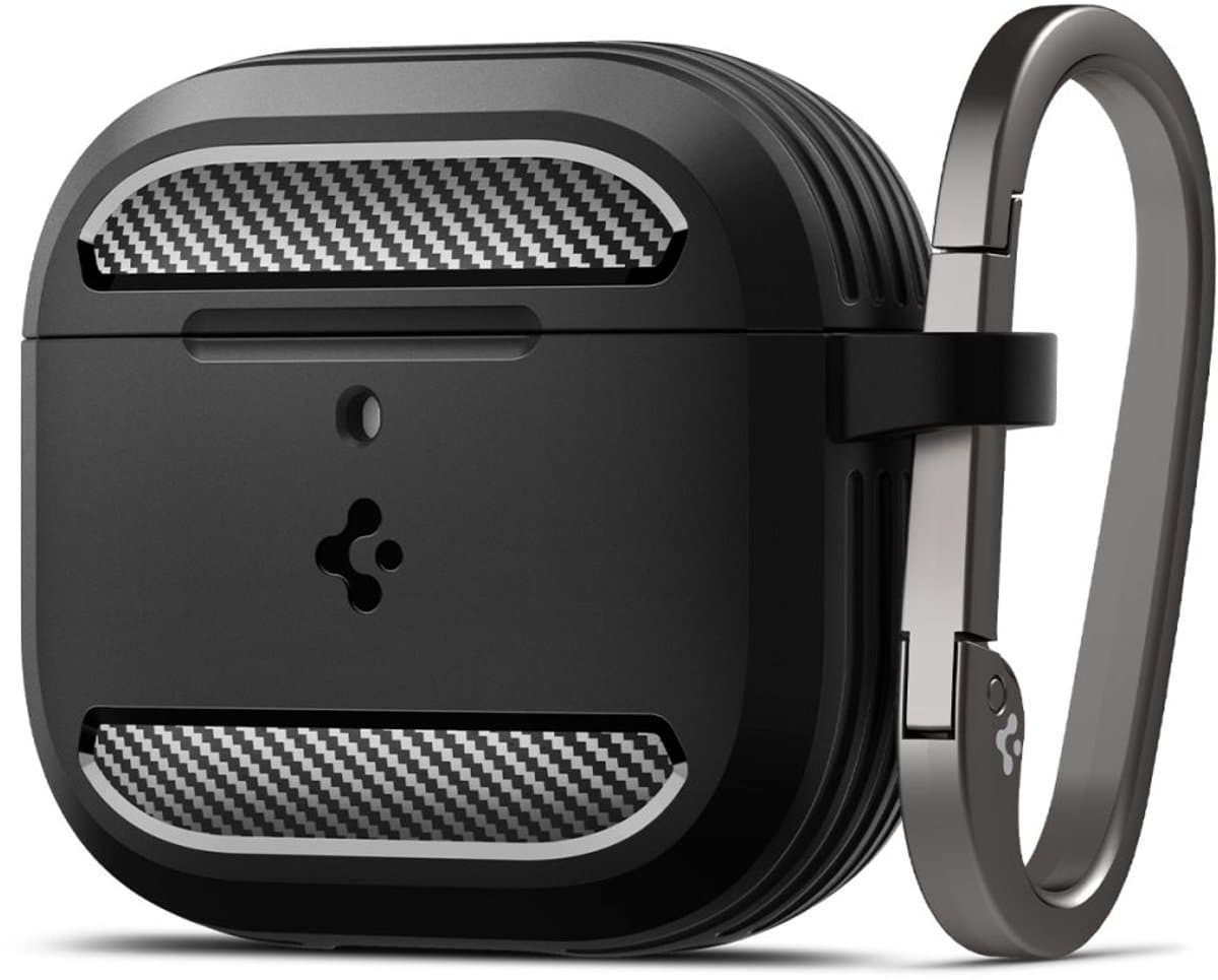 Spigen Rugged Armor geschikt voor AirPods 4 hoesje - Matte Zwart — afbeelding 1
