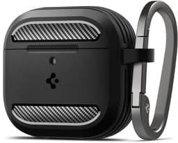 Spigen Rugged Armor geschikt voor AirPods 4 hoesje - Matte Zwart — thumbnail 1