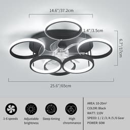 Moderne Plafondventilator met Verlichting en Afstandsbediening - 65 cm, 75W, Dimbaar, 6-snelheden — thumbnail 1
