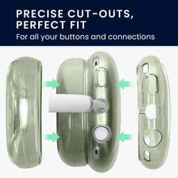 kwmobile 3-in-1 Hoofdtelefoonhoes voor Apple AirPods Max / AirPods Max 2 Hoesje - 360° TPU-hoes voor hoofdtelefoon - transparant / groen — thumbnail 5