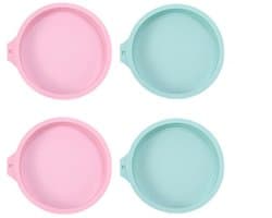 TOVBMUP Airfryer eivormpjes - Set van 4 - Siliconen Airfryer vormpjes - Siliconen eierset - Airfryer cakevormpjes - Herbruikbaar - Roze, Blauw