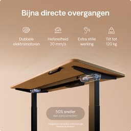Desktronic HomeOne Zit-sta Bureau Elektrisch In Hoogte Verstelbaar, 160x80 cm Bamboo/Zwart, Stille Dubbele Motor, Hoogte 72-119cm — thumbnail 5