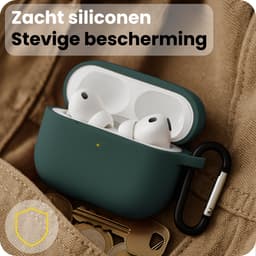 Hoesje Geschikt voor Apple Airpods Pro 3 - Siliconen Hoes met Clip - Silicone Case Cover - Donkergroen — thumbnail 4